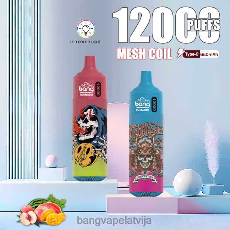6420L4 Bang Vape Tornado 12000 uzpūtienu ar LED un tīkla spoli vienreizējās lietošanas | Vape Gang Disposables