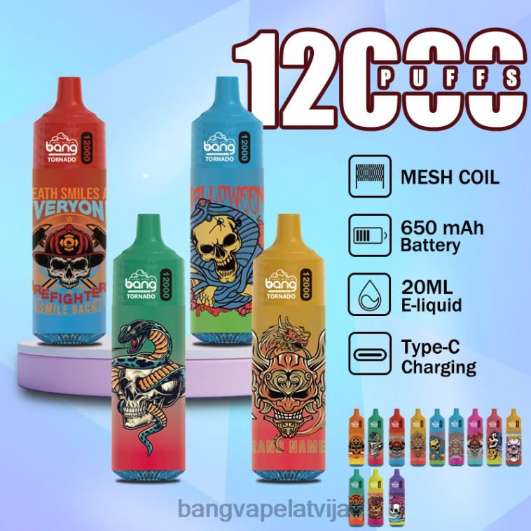 6420L4 Bang Vape Tornado 12000 uzpūtienu ar LED un tīkla spoli vienreizējās lietošanas | Vape Gang Disposables
