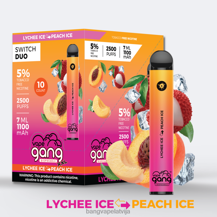 6420L38 Vape Gang Switch Duo 2 garšas (kastē 10) alvejas zemeņu - zemeņu mango | Bang Vape Flavors