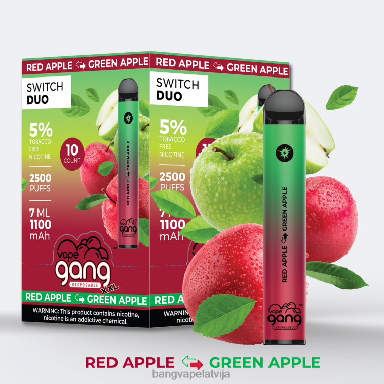 6420L38 Vape Gang Switch Duo 2 garšas (kastē 10) alvejas zemeņu - zemeņu mango | Bang Vape Flavors